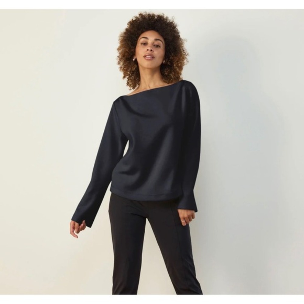 Aday Getaway Scuba Top‎ Boat Neck Long Sleeve Black Women's Size M